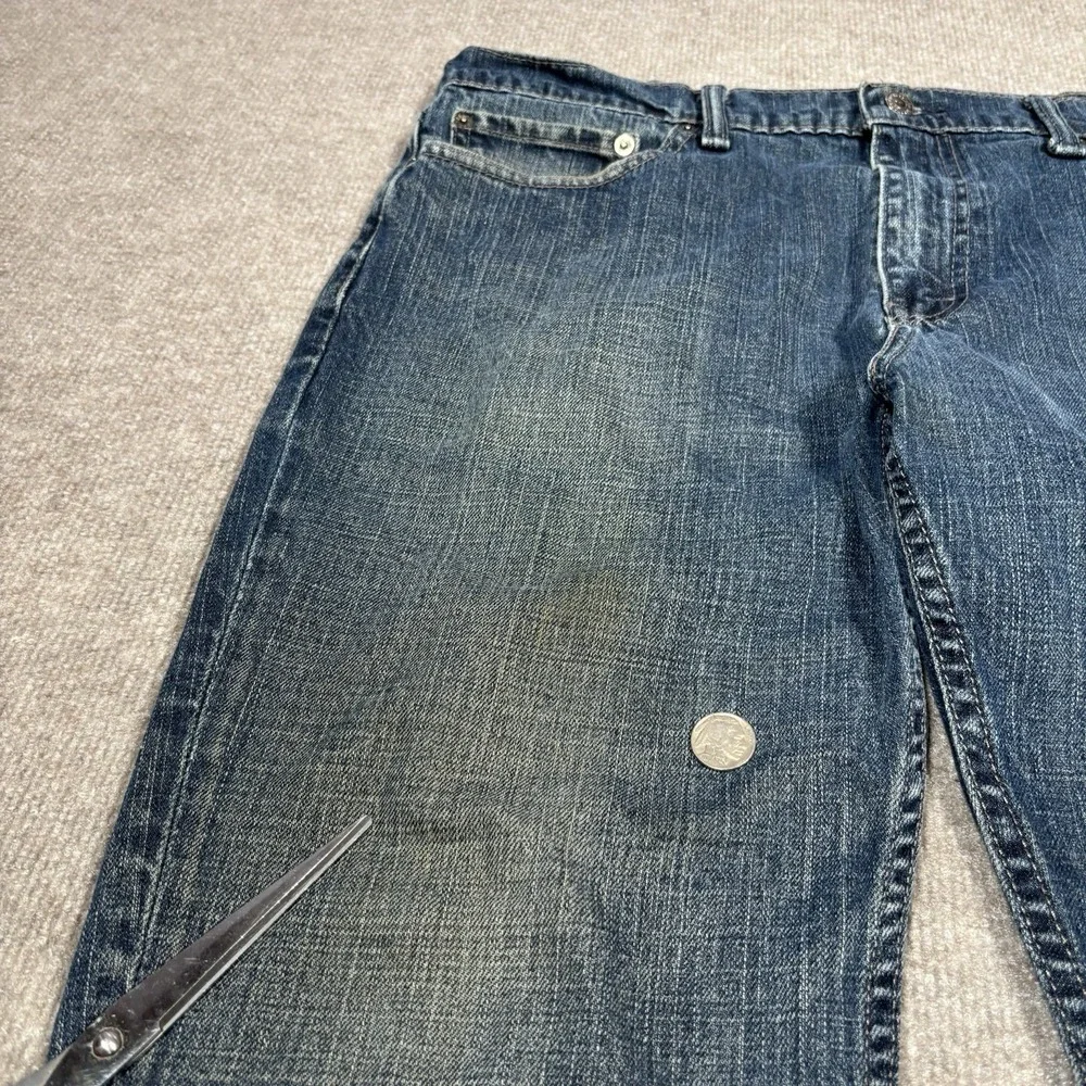 Levis 511 Jeans Men 37x29 Slim Fit Straight Leg Dark Blue Denim Faded Distressed